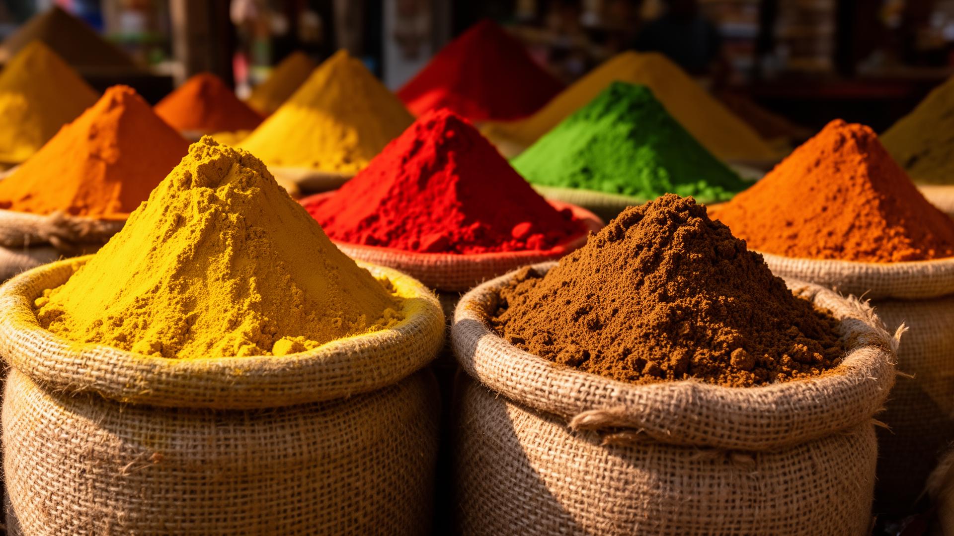 Colorful spice mounds